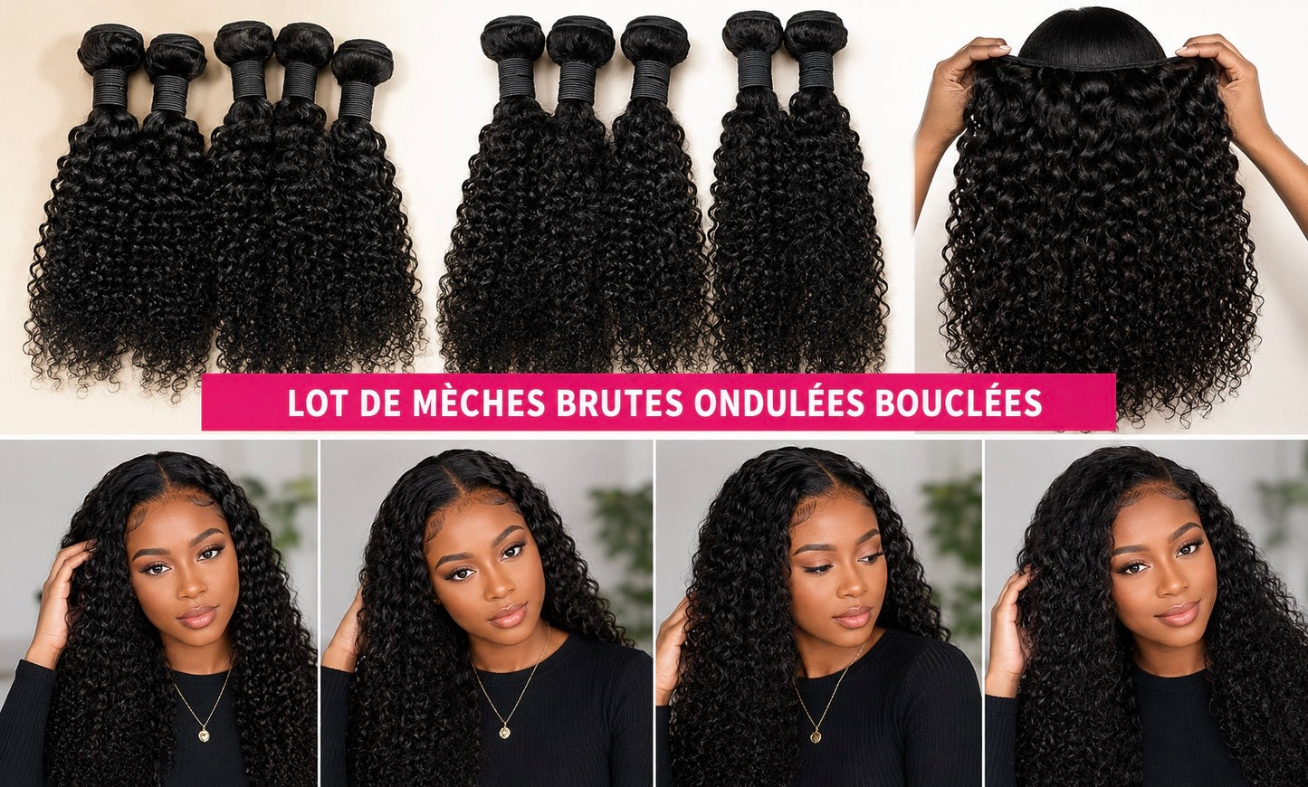 Extensions de Cheveux Humains Bouclés Premium – Volume Naturel